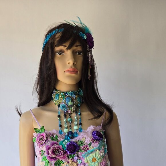 Dazzling Gatsby Glamour Headband - Peacock Sequin & Vintage Inspired Flapper - Picture 7 of 9